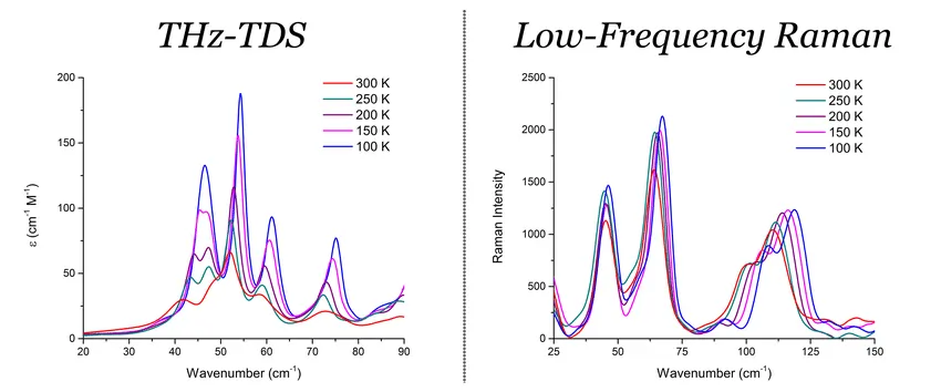 Illustration of Comparison between Conventional Raman Spectrum and THz-Raman Spectrum